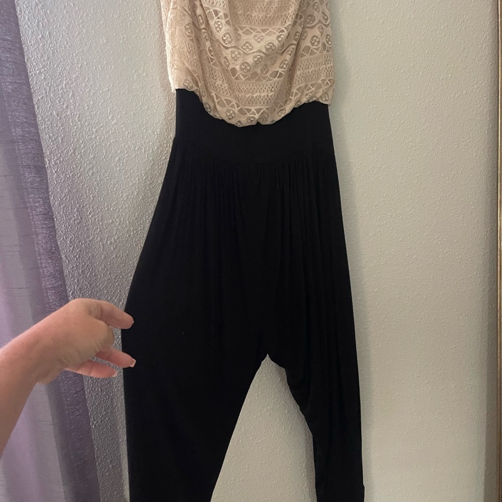 Elegant Black and Cream Jumpsuit